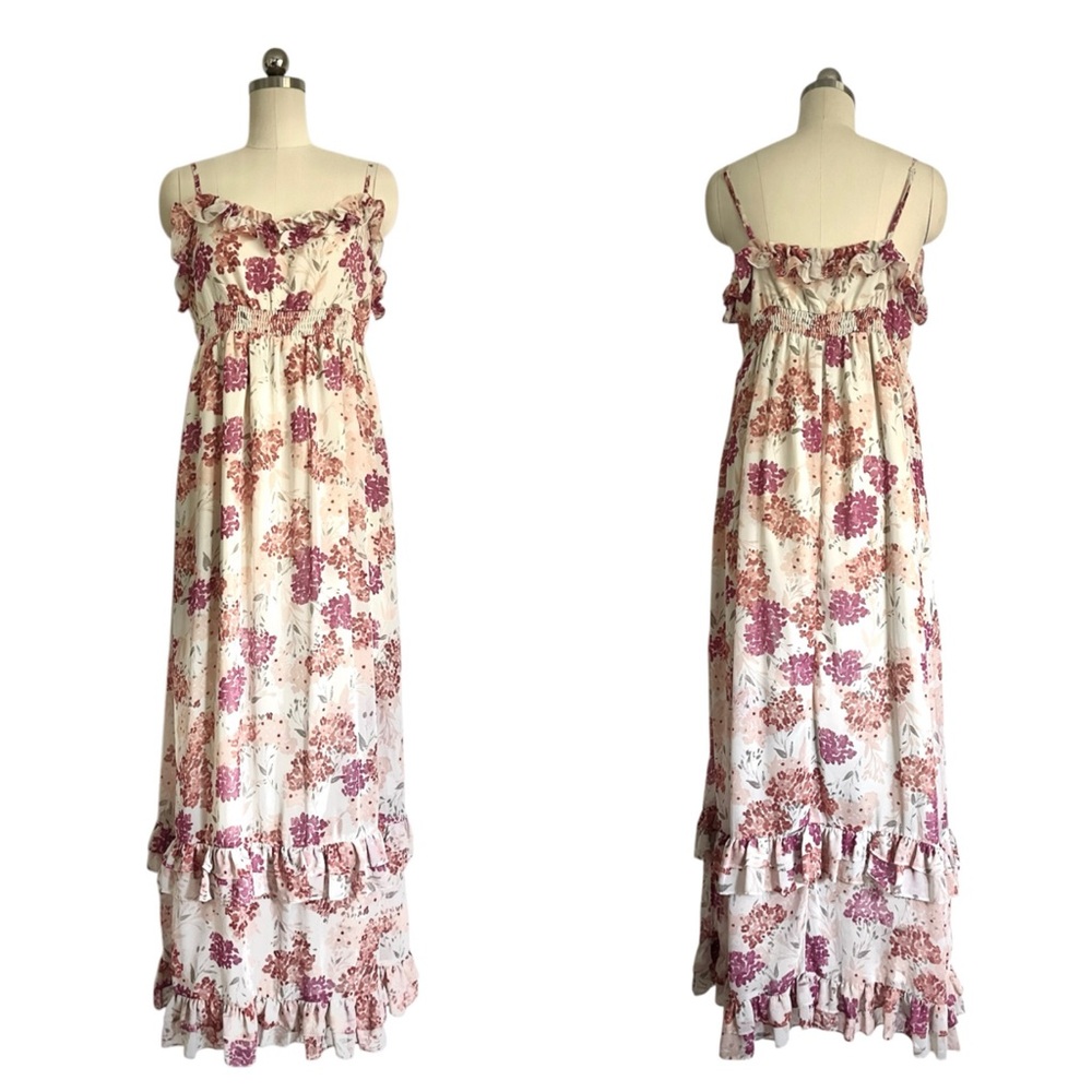 Elle Boho MAXI Dress M Floral Print Adj Strap Cottagecore Boho  Summer  M Womens